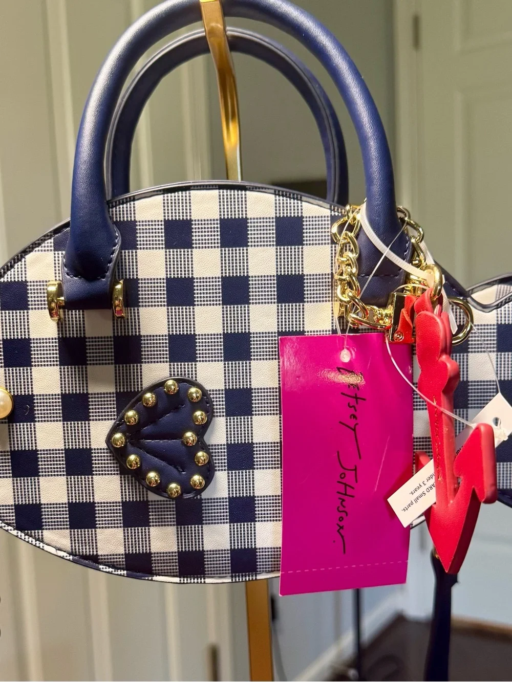 NWT Betsey Johnson Xosea Gingham Fish Crossbody Bag w/ Anchor Charm